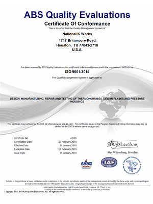 National K Works Is Now ISO 9001:2015 Certified!
